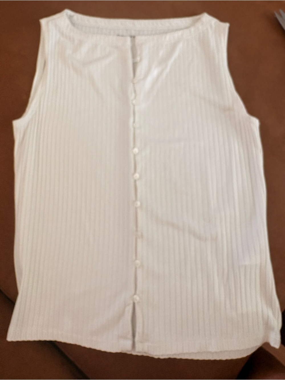 Abercrombie & Fitch Ivory Ribbed Sleeveless Button Front Top Small
